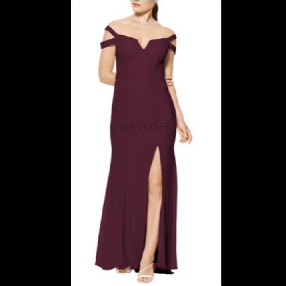 Bill Levkoff Red (Maroon) Chiffon Gown